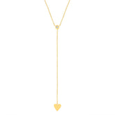 0.06ct 14k Yellow Gold Diamond Heart Lariat Necklace